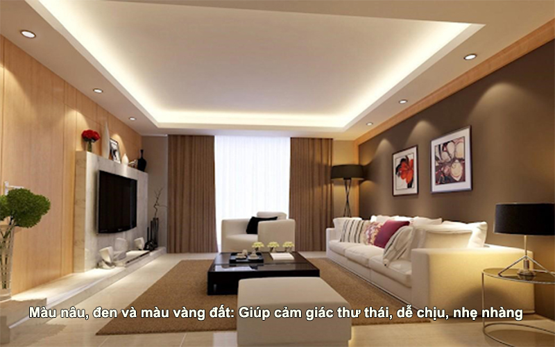 Màu nâu, đen và màu vàng đất: Giúp cảm giác thư thái, dễ chịu, nhẹ nhàng