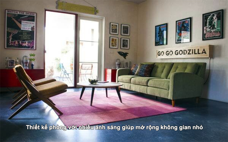 Thiết kế phòng với nhiều ánh sáng giúp mở rộng không gian nhỏ